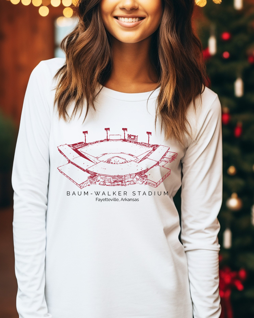 Baum-Walker Arkansas Razorback Stadium Adult Long Sleeve Tee (Red)