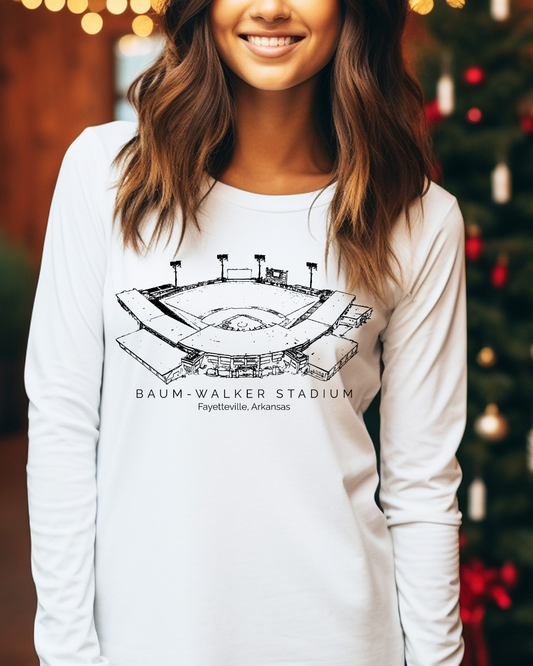 Baum-Walker Arkansas Razorback Stadium Adult Long Sleeve Tee (Black)