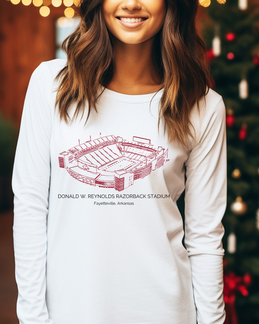 Donald W. Reynolds Razorback Football Stadium Adult Long Sleeve Tee