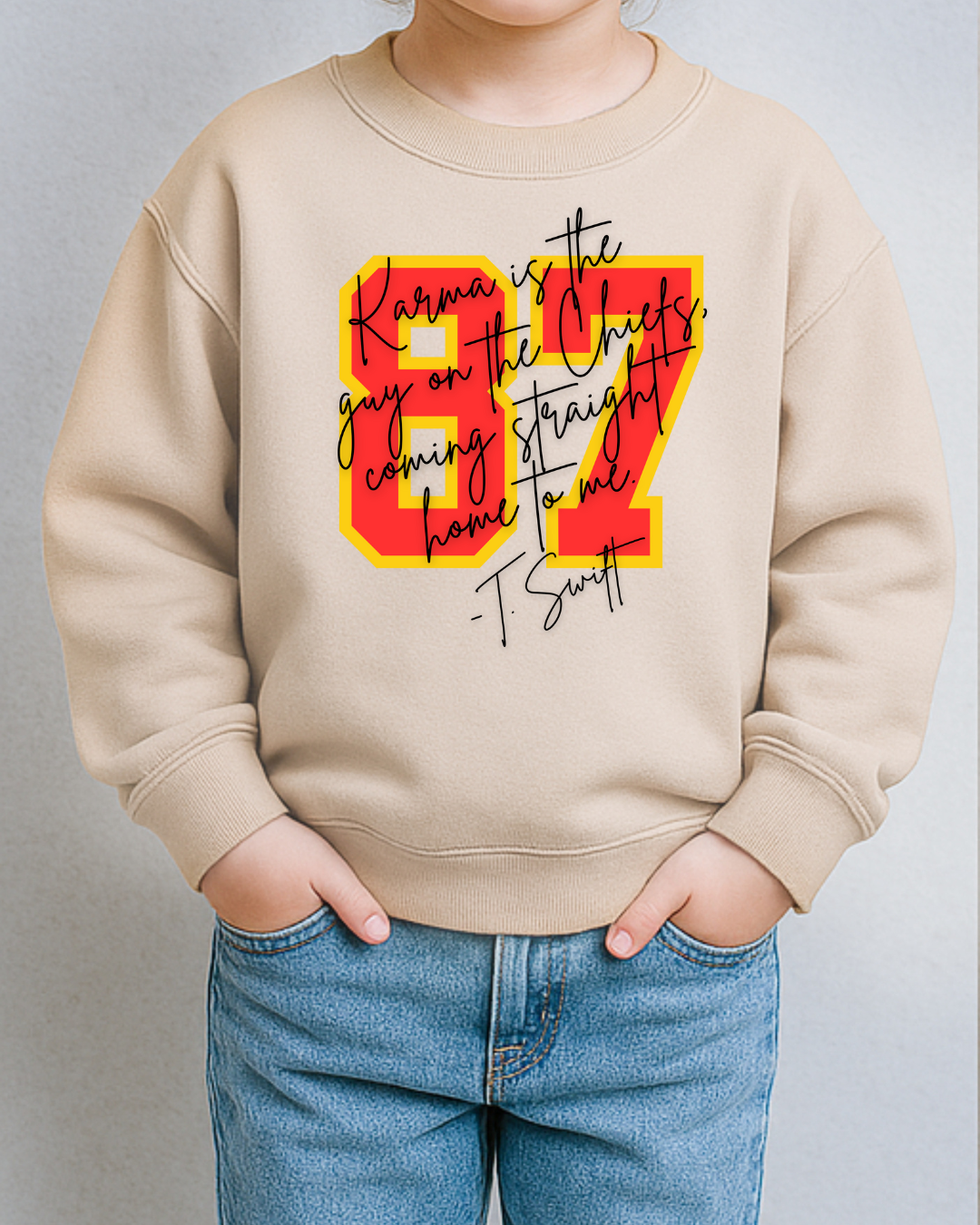 87 Karma Is The Guy On The Chiefs Toddler Sweatshirt