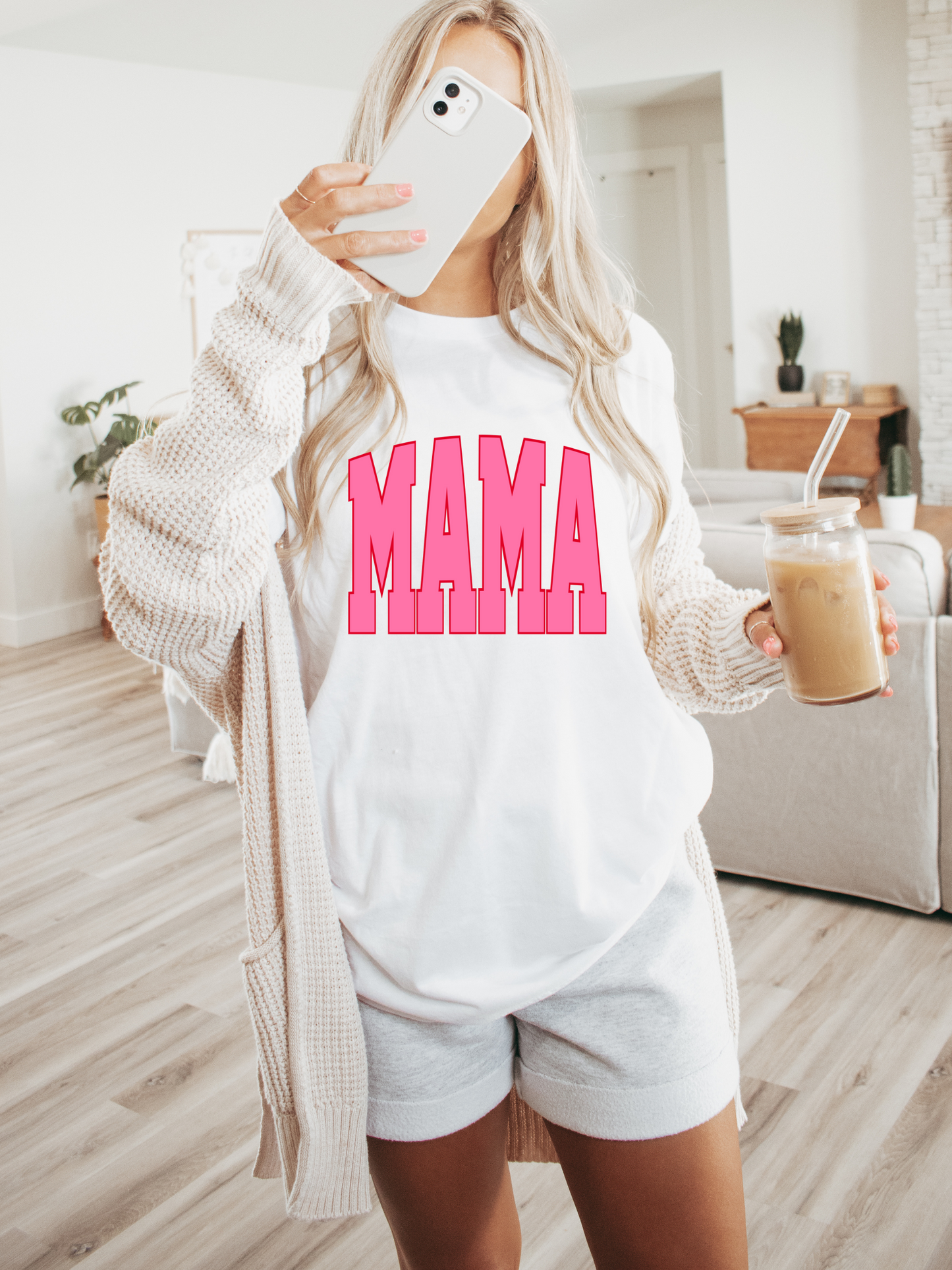 Varsity Mama Adult Graphic Tee (Pink)
