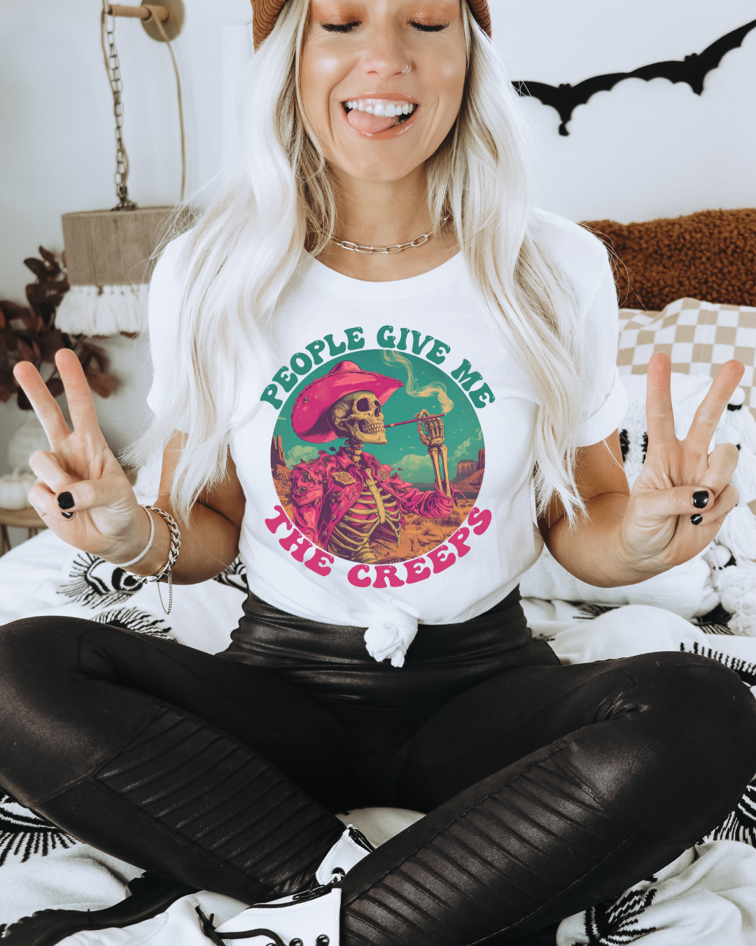 People Give Me The Creeps Spooky Adult Graphic Tee