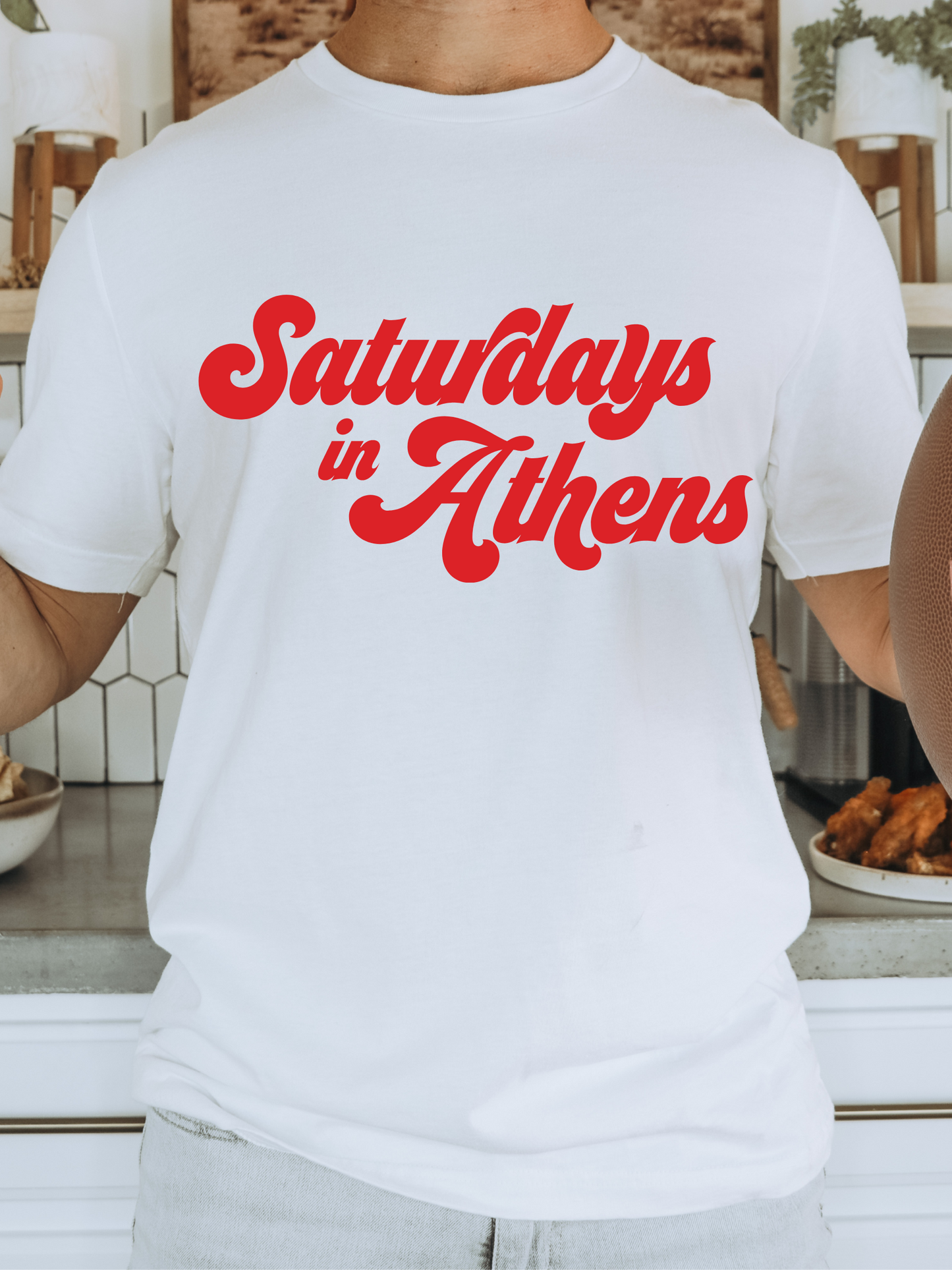 Saturday's In Athens Georgia Bubble Letters Adult Graphic Tee