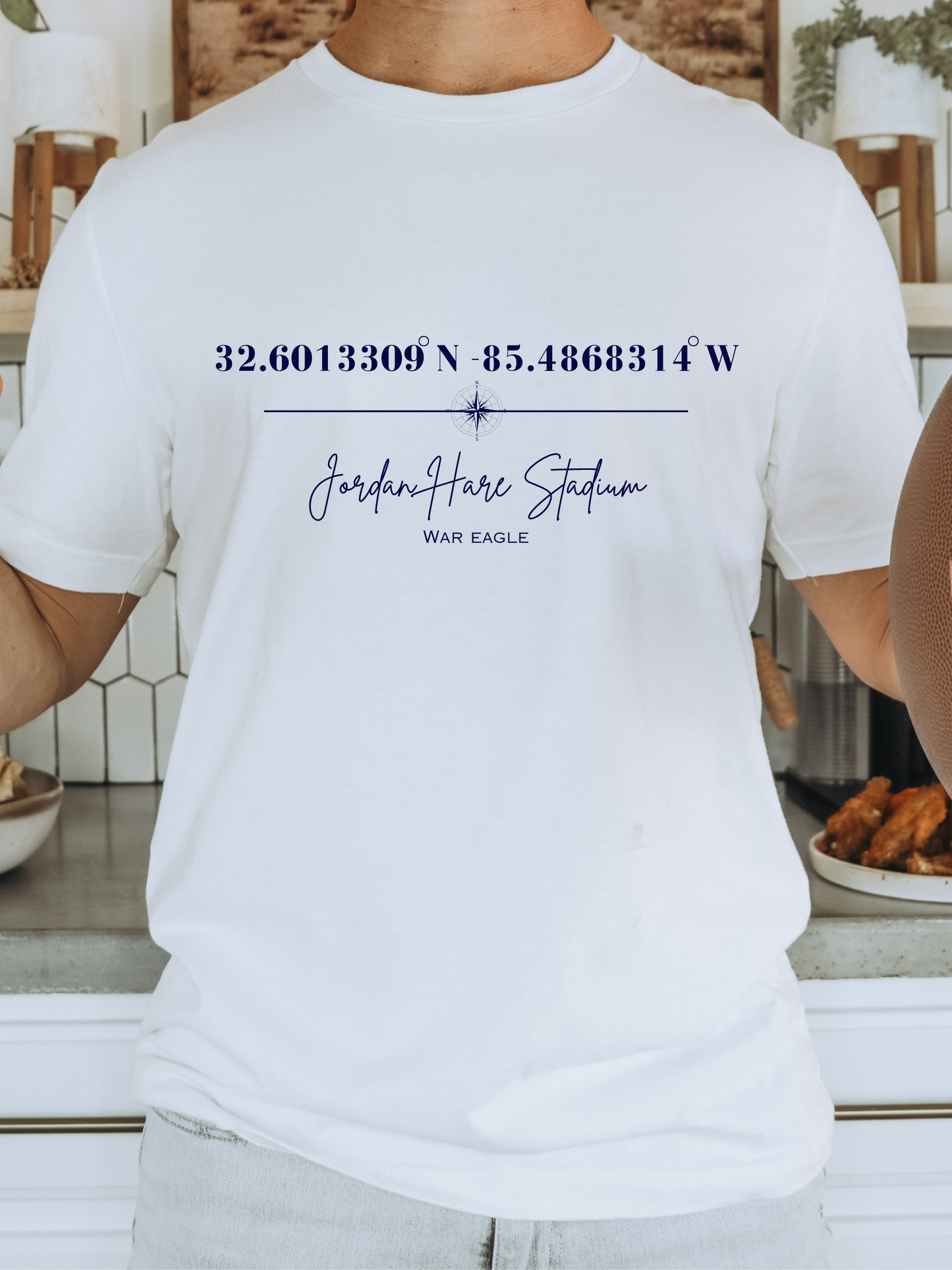 Jordan Hare Stadium Coordinates Auburn Adult Graphic Tee