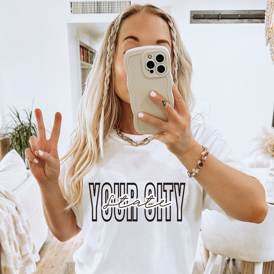 CUSTOM Your City and State Adult Graphic Tee