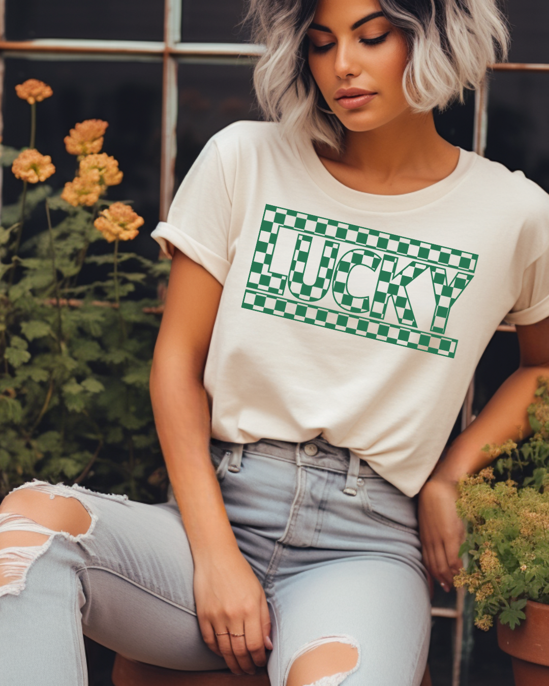 Checkered Lucky Adult Tee