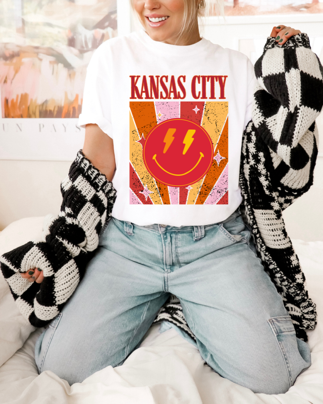 Kansas City Smily Chiefs Adult Graphic Tee