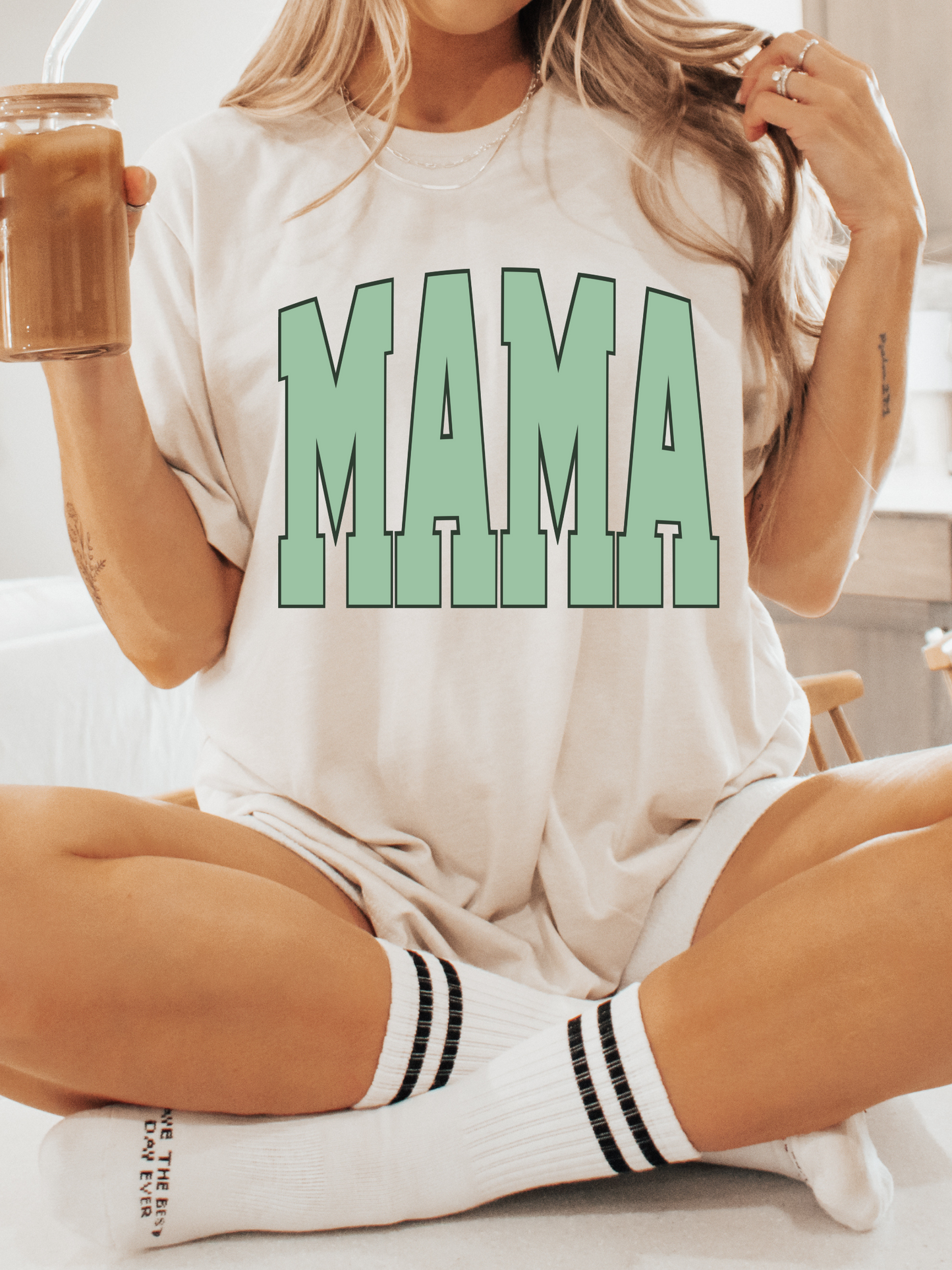 Varsity Mama Adult Graphic Tee (Green)