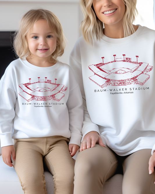 Baum-Walker Arkansas Razorback Stadium Youth Crewneck Pullover (Red)