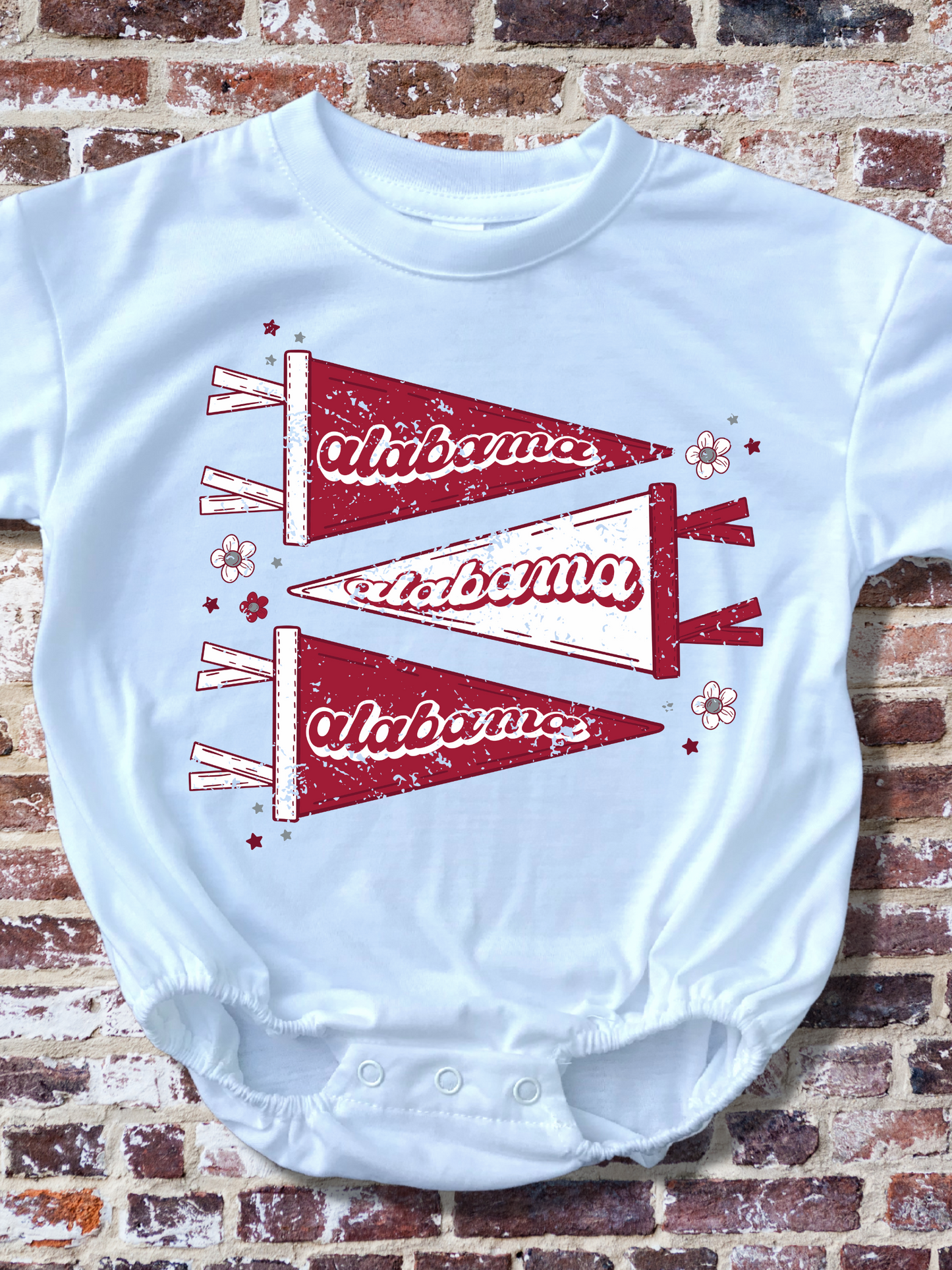 Alabama Pennant Distressed Baby Bubble Romper