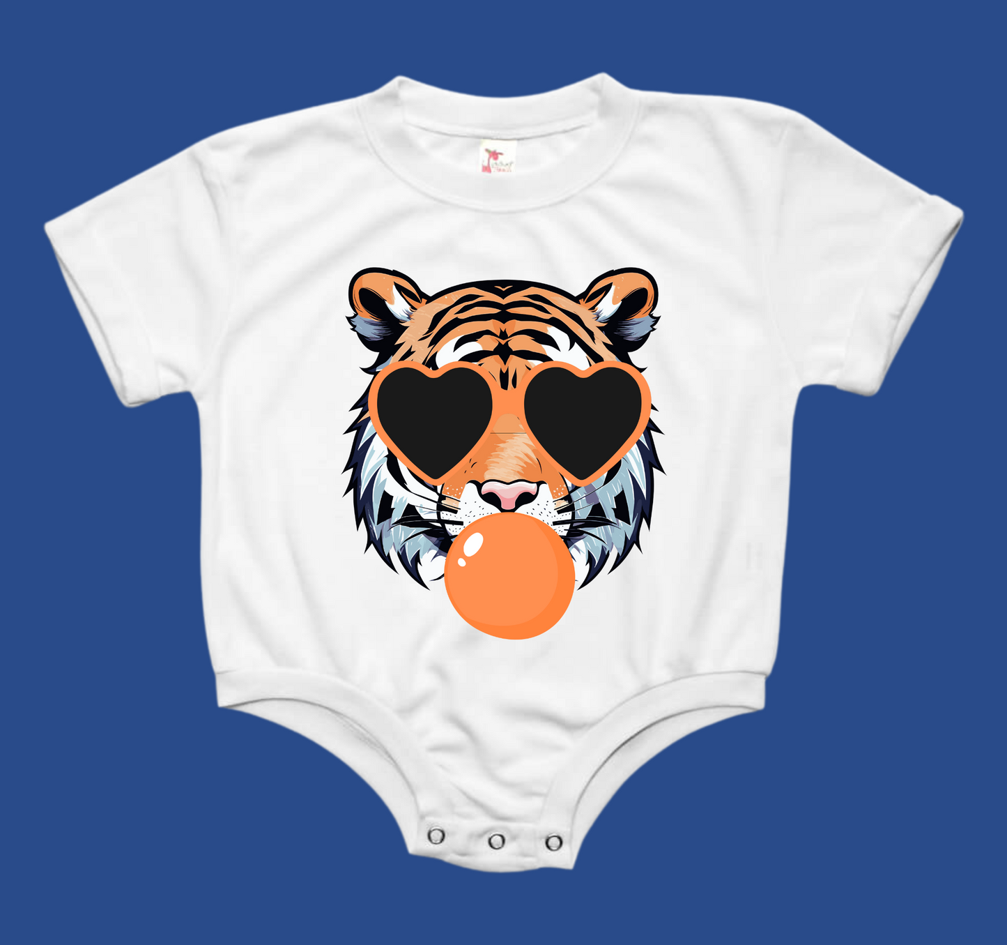 Auburn Tiger Blowing Bubble Baby Bubble Tee Shirt Romper