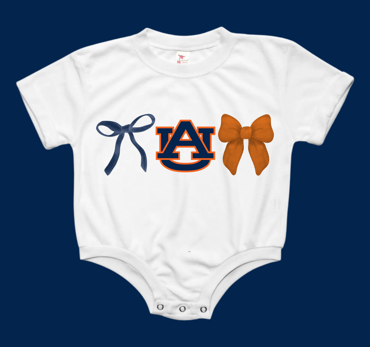 Auburn Bows Baby Bubble Tee Shirt Romper