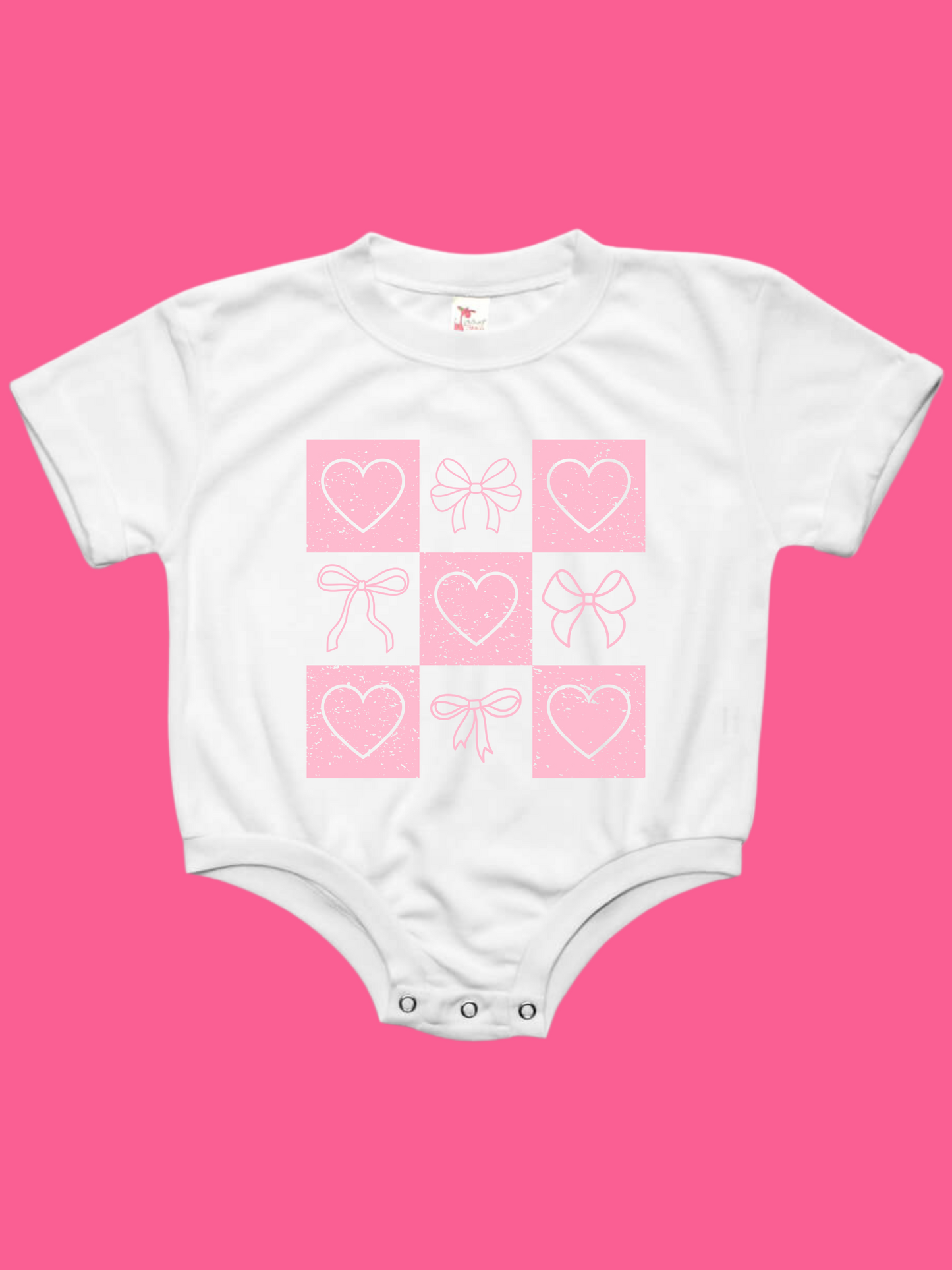 Retro Valentines Coquette Baby Bubble Romper