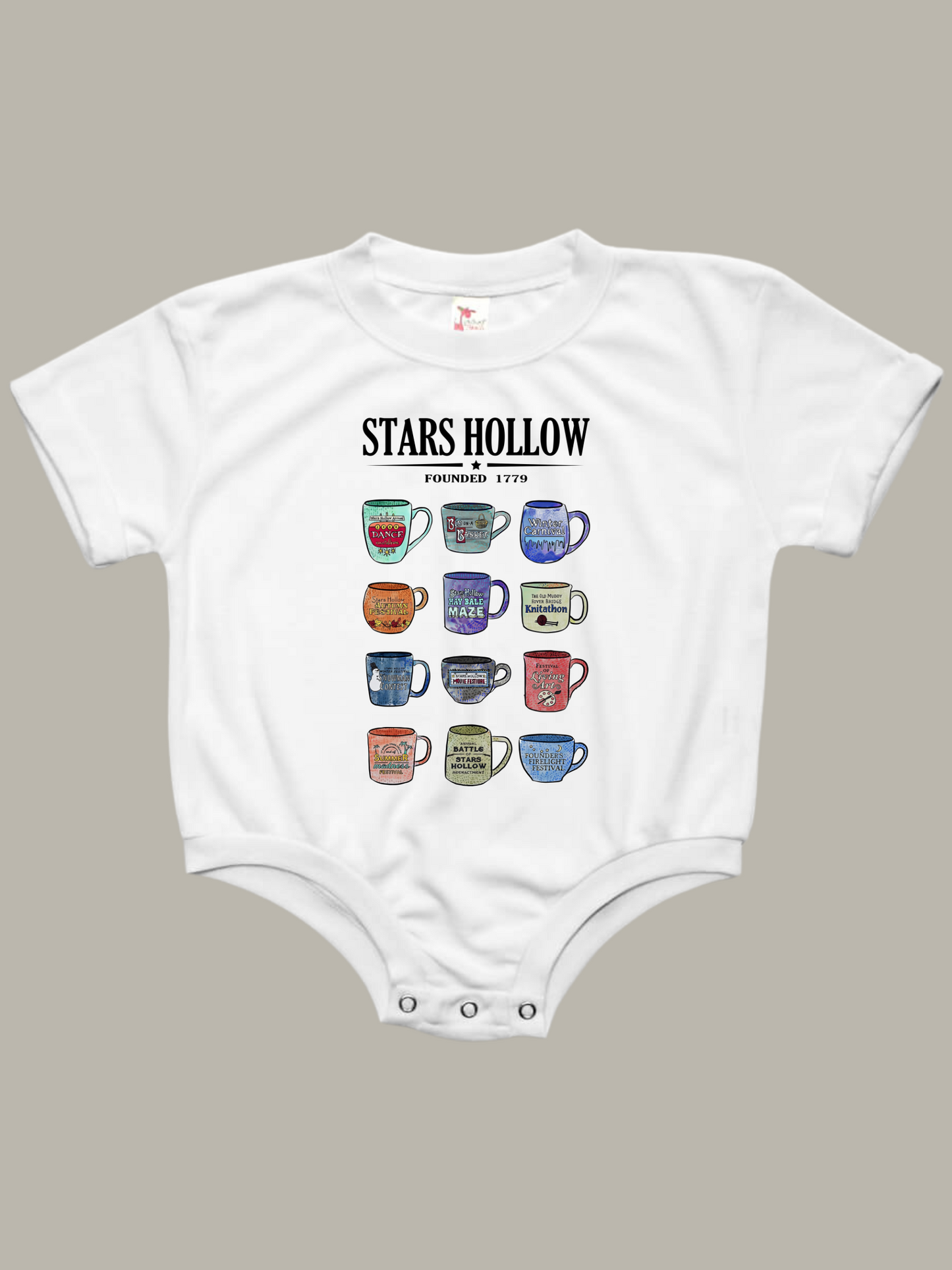 Stars Hallow Coffee Cups Gilmore Girls Baby Bubble Romper