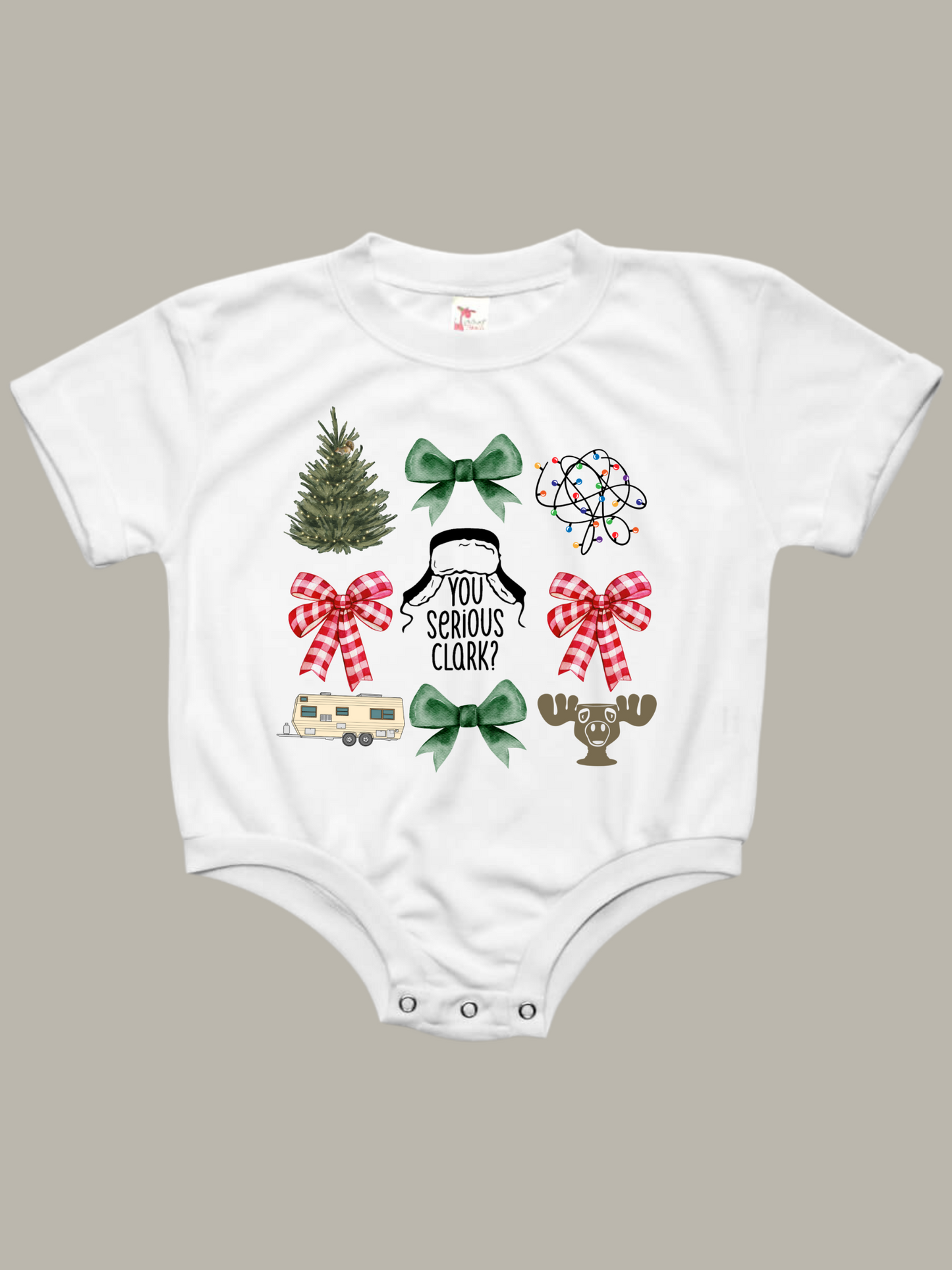 You Serious Clark Coquette Christmas Baby Bubble Romper