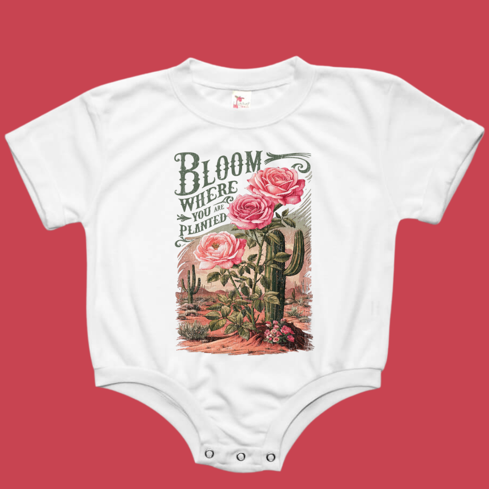 Bloom Where You Are Planted Spring Baby Bubble Romper