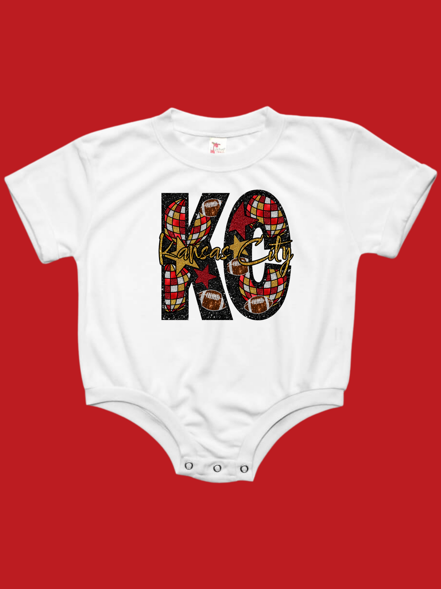 KC Disco Chiefs Baby Bubble Romper