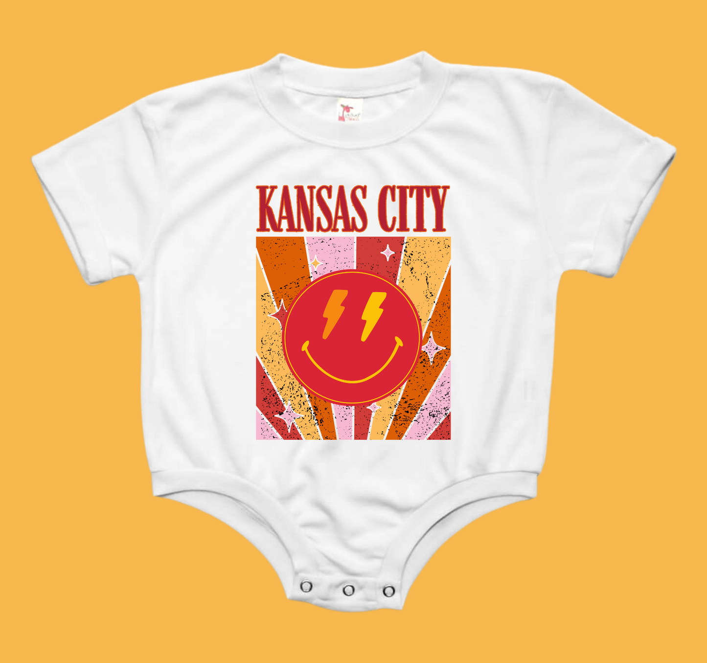 Kansas City Smily Chiefs Baby Bubble Tee Shirt Romper