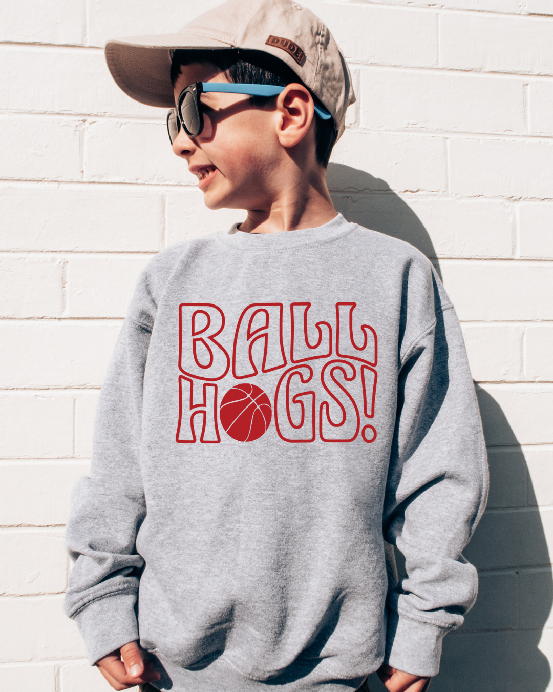Ball Hogs Arkansas Basketball Youth Crewneck Pullover (Red)
