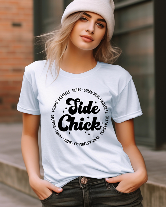 Side Chick Thanksgiving Adult Tee (Black)
