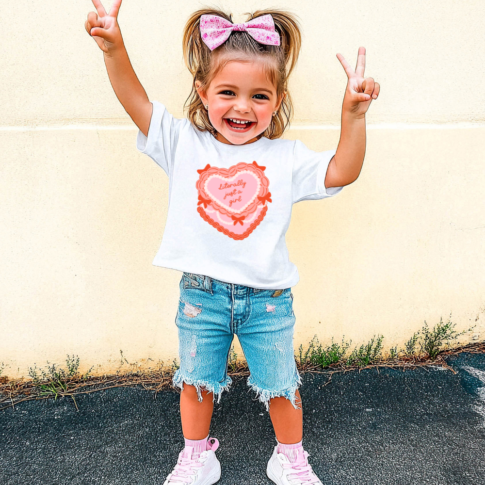 Literally Just A Girl Cake Valentine Toddler Graphic Tee