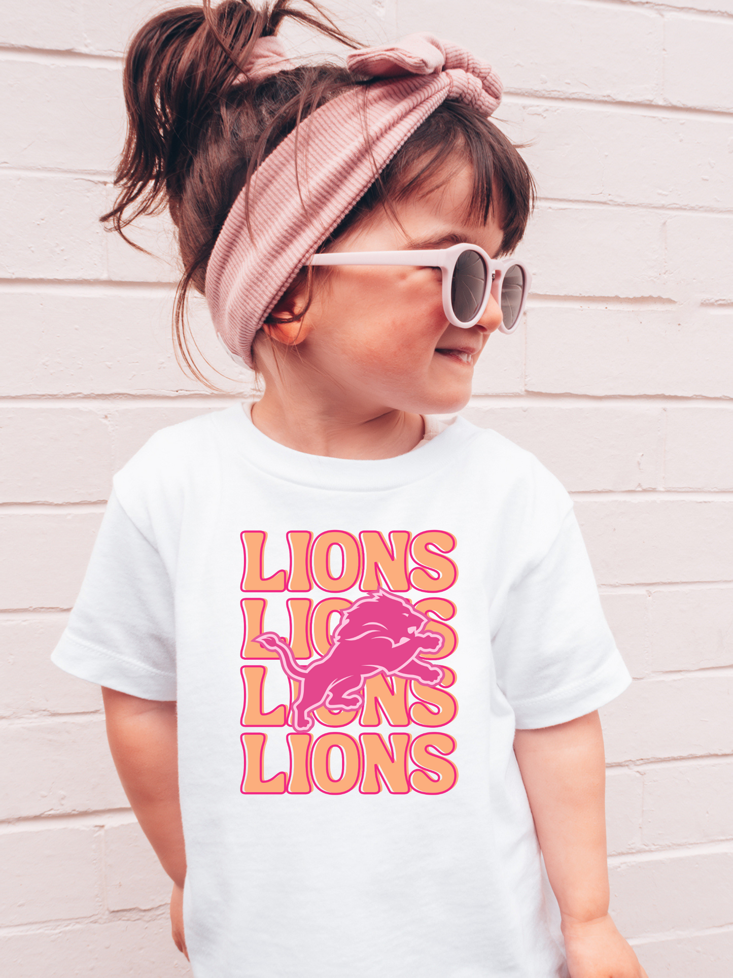 Pink and Orange Detroit Lions Toddler Graphic Tee