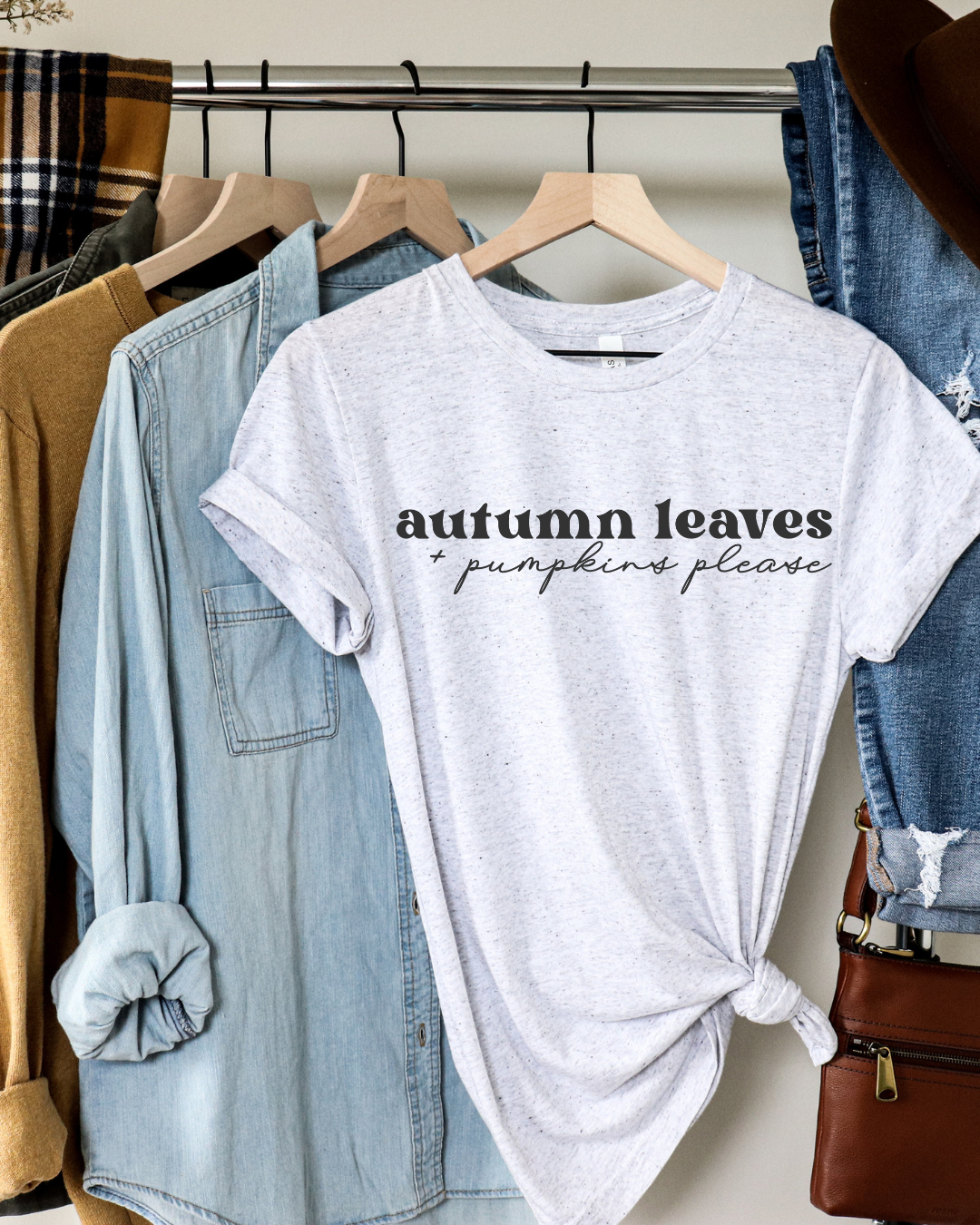 Autumn Leaves Pumpkins Please Fall Adult Tee