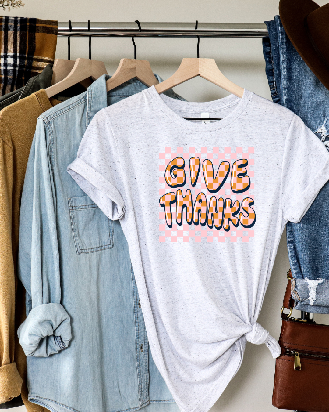 Give Thanks Thanksgiving Adult Tee