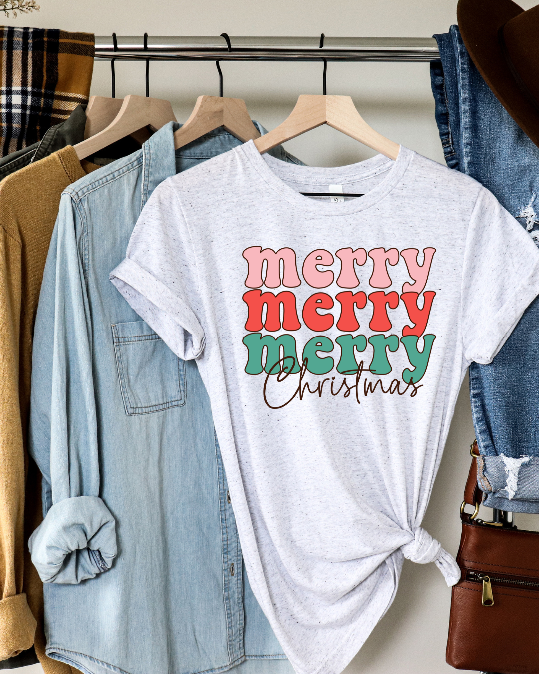Merry Merry Merry Christmas Adult Tee