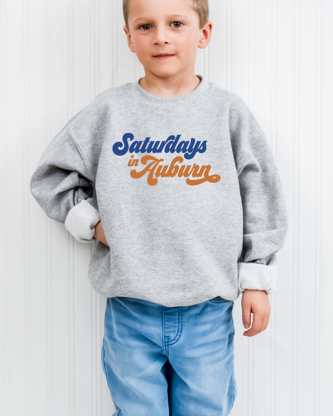 Saturday's In Auburn Bubble Letters Youth Graphic Sweatshirt