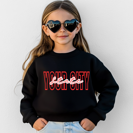 CUSTOM City and State Youth Graphic Sweatshirt