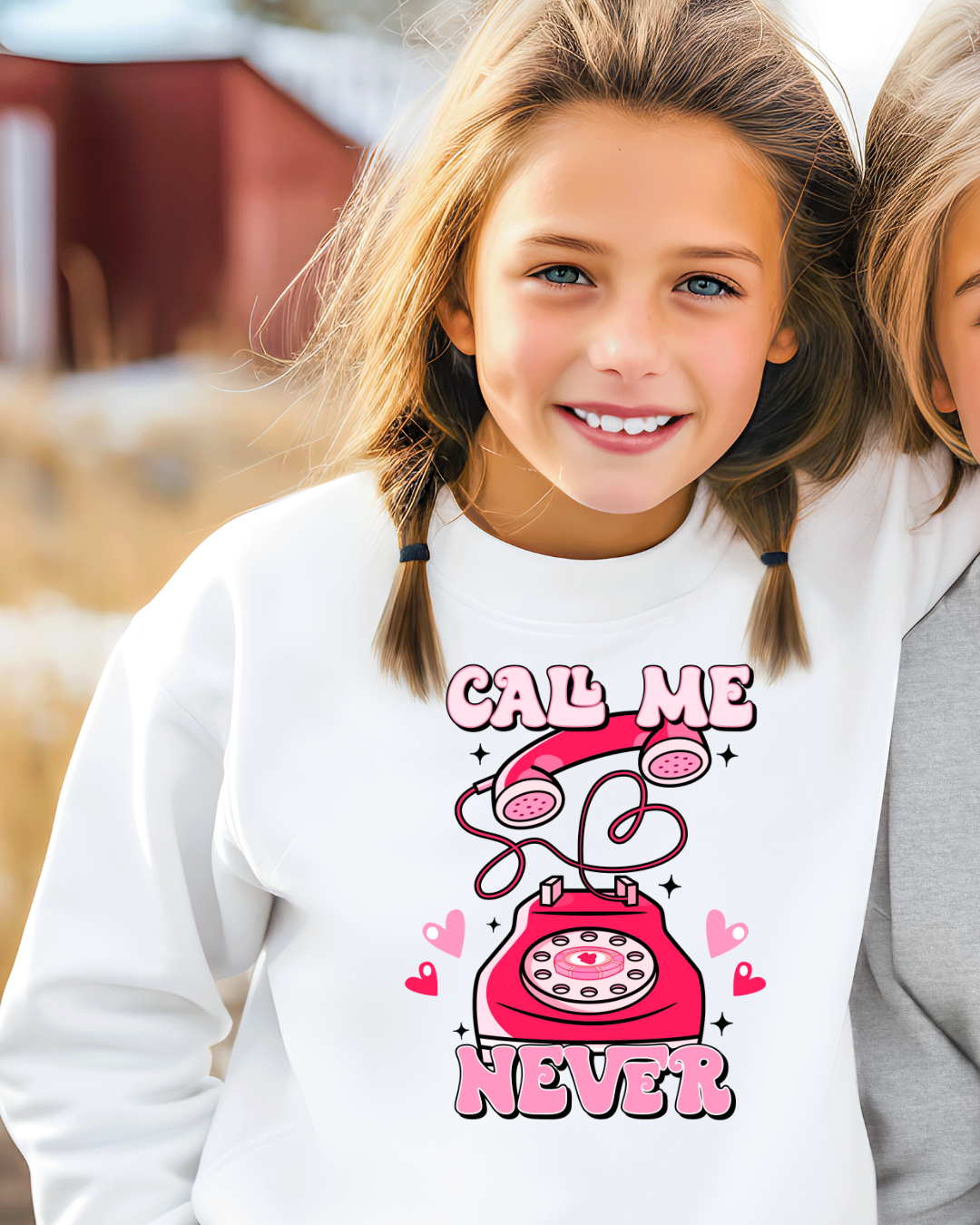 Call Me Never Valentines Youth Crewneck Pullover