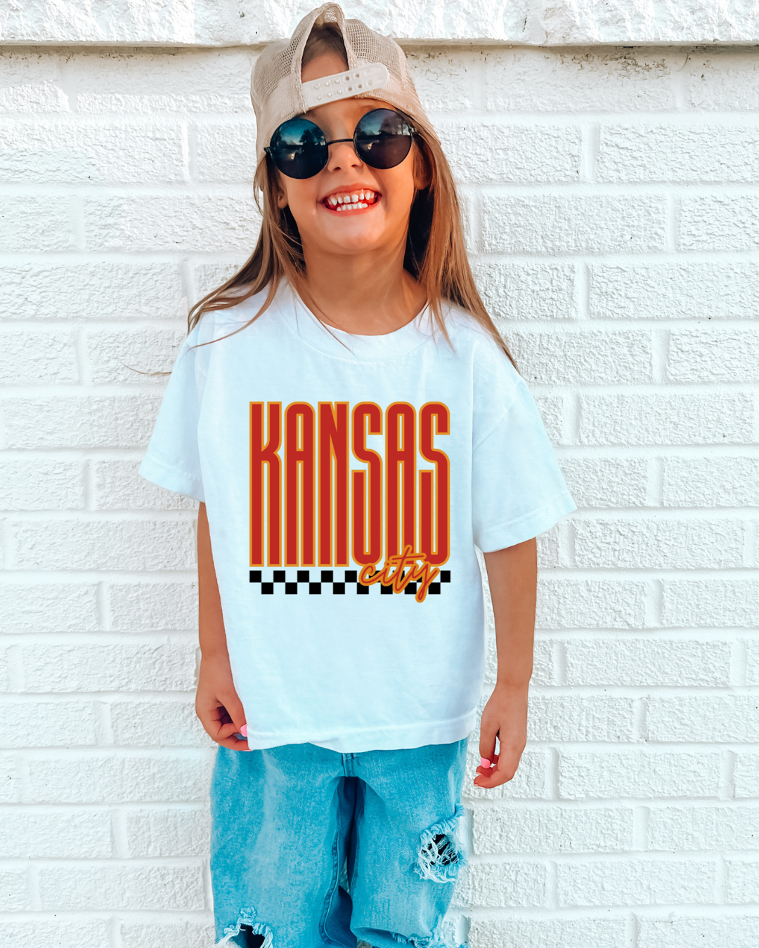Kansas City Checkered Chiefs Youth Graphic Tee
