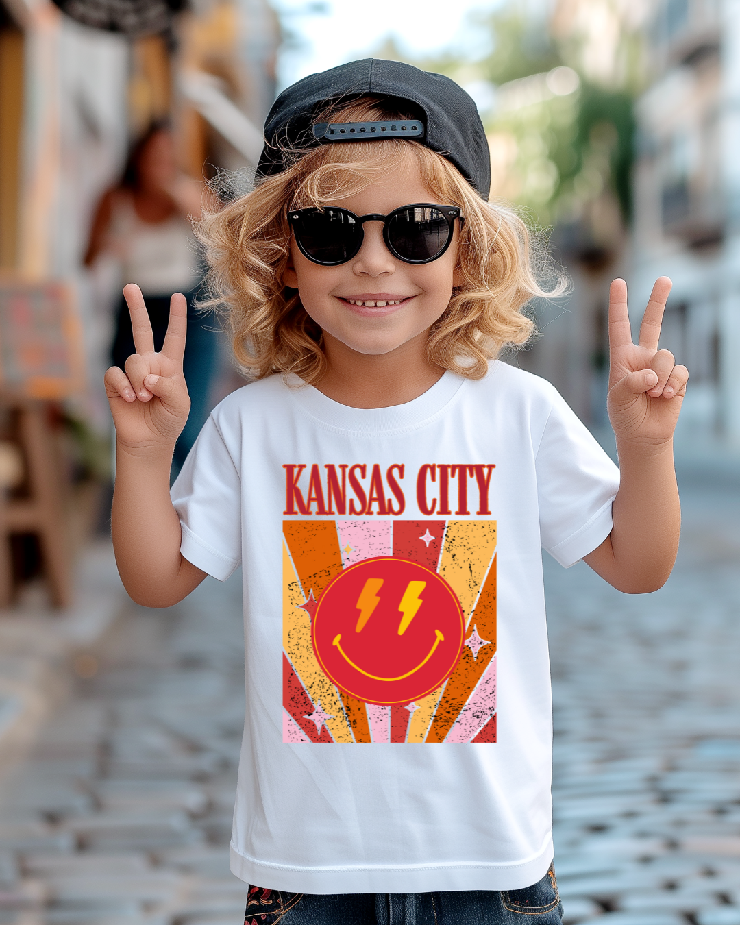 Kansas City Smily Chiefs Youth Graphic Tee
