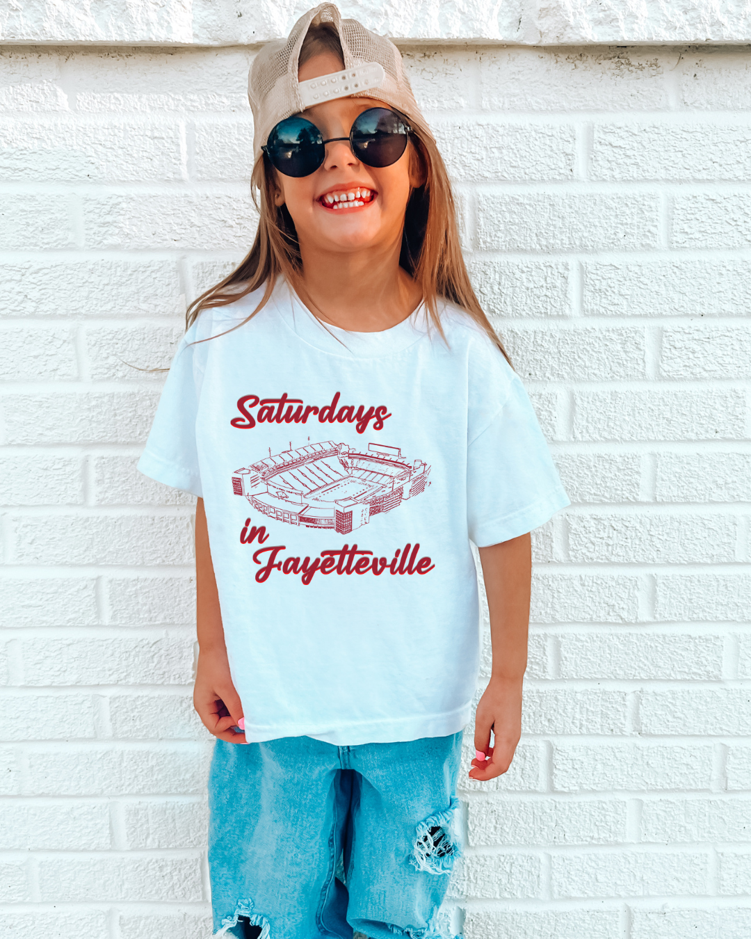 Saturday's In Fayetteville Arkansas Youth Graphic Tee (RED)