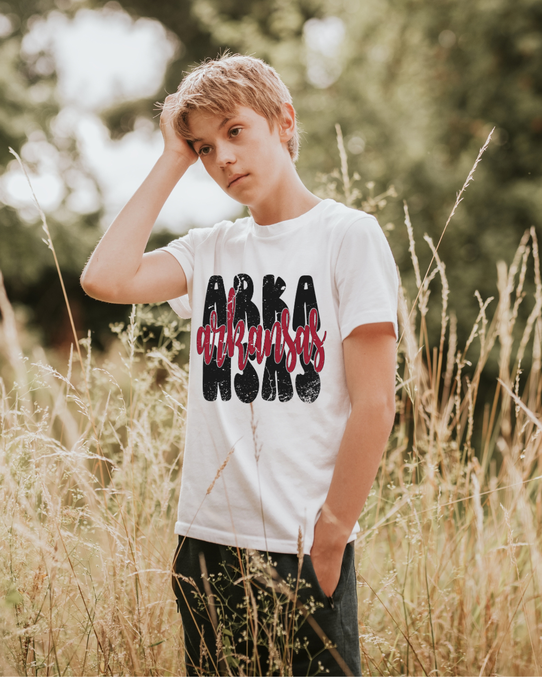 Arkansas Cursive Youth Tee