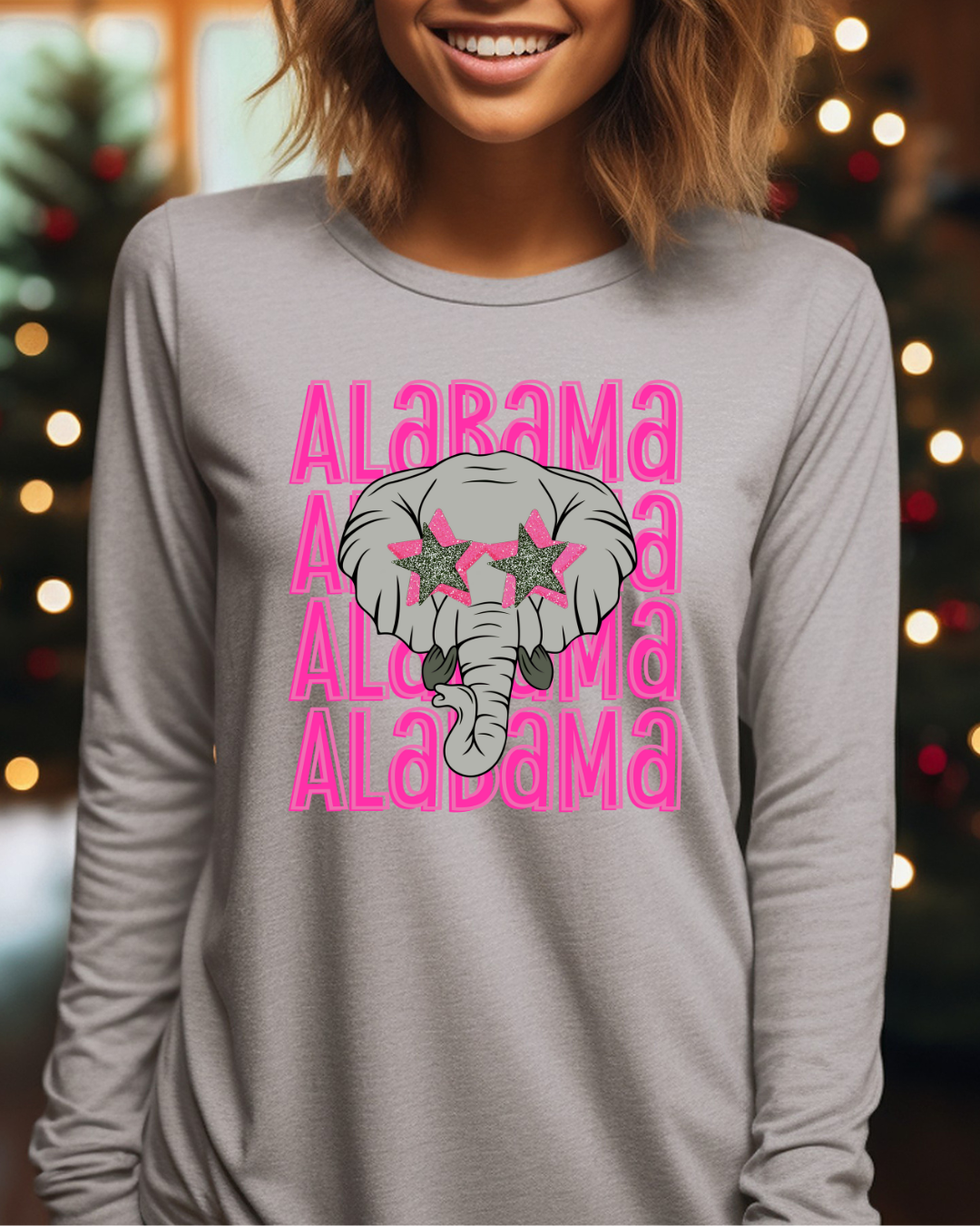 Pink Elephant Alabama Adult Long Sleeve Tee