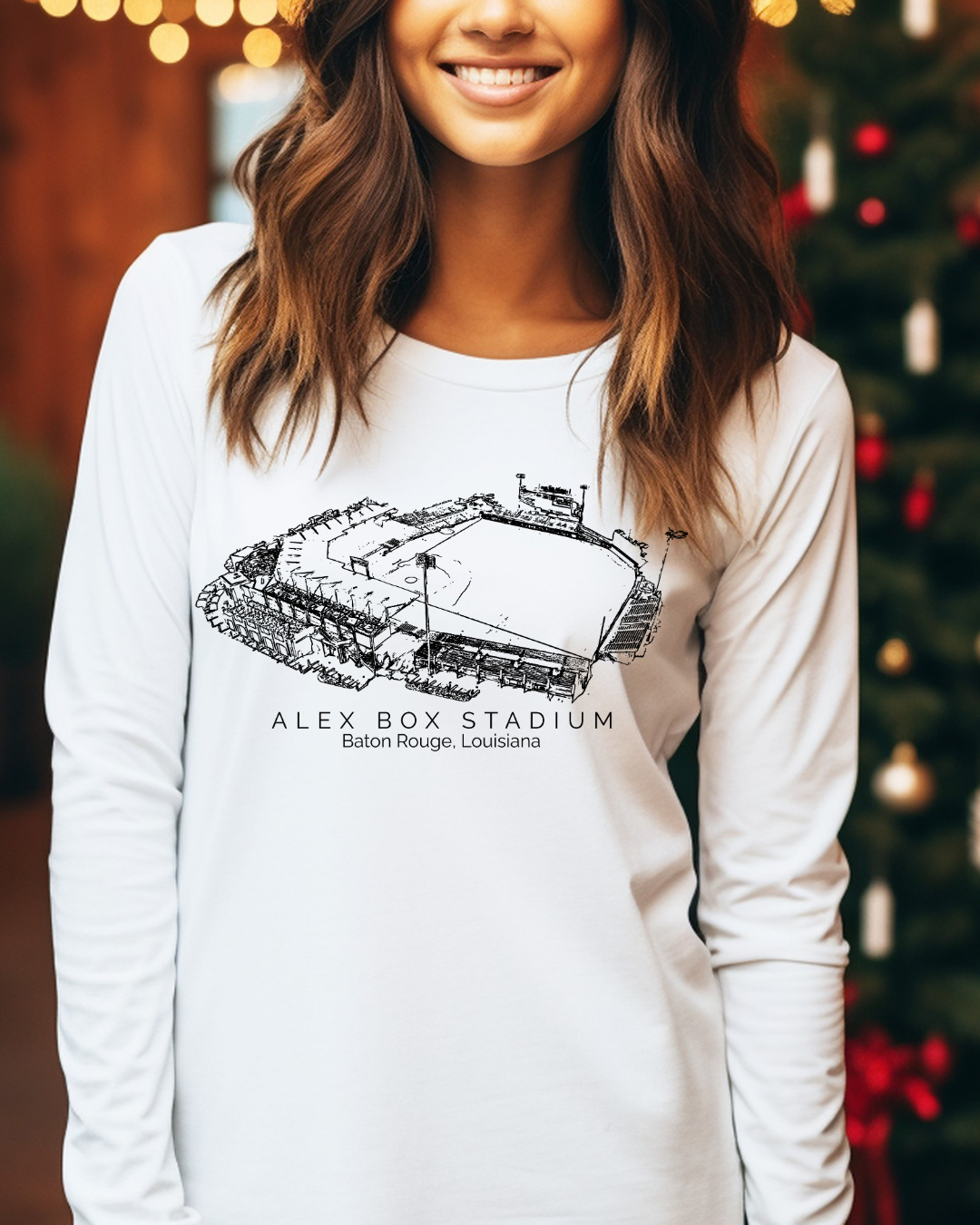 Alex Box Stadium Louisiana Adult Long Sleeve Tee (Black)