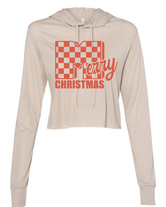 MTV Merry Christmas (Red) Cropped Hoodie