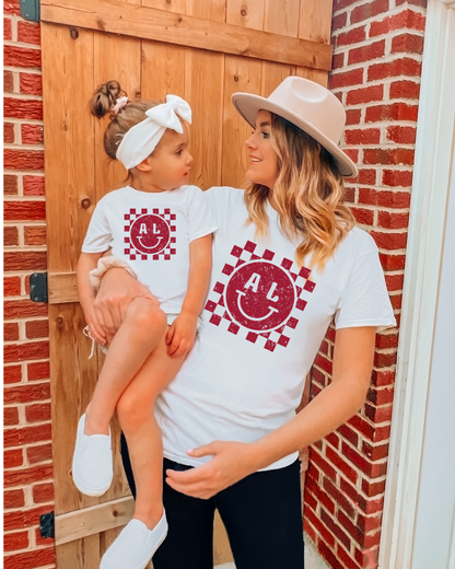 Alabama Checkered Smiley Adult Tee