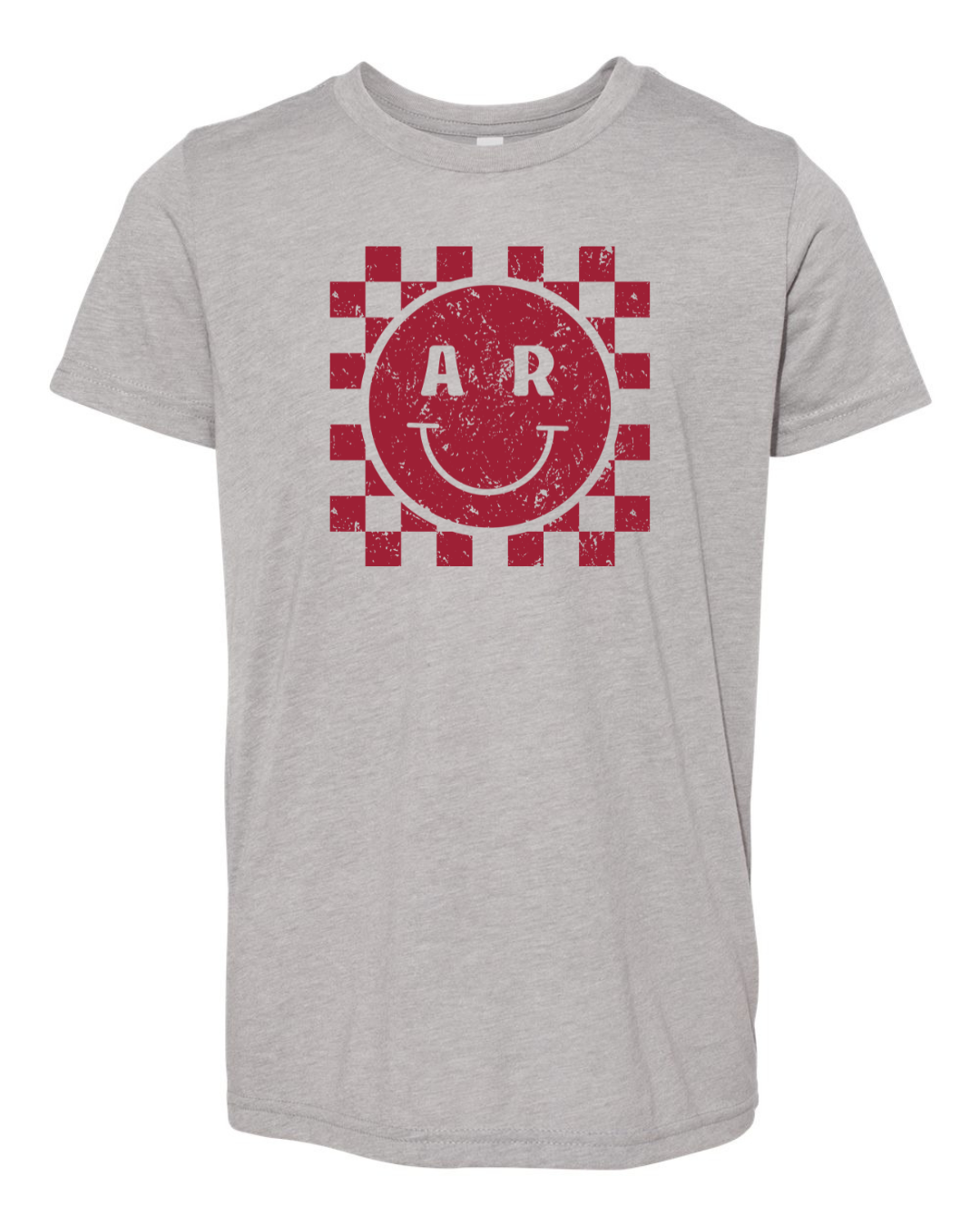 Arkansas Checkered Smiley Youth Tee
