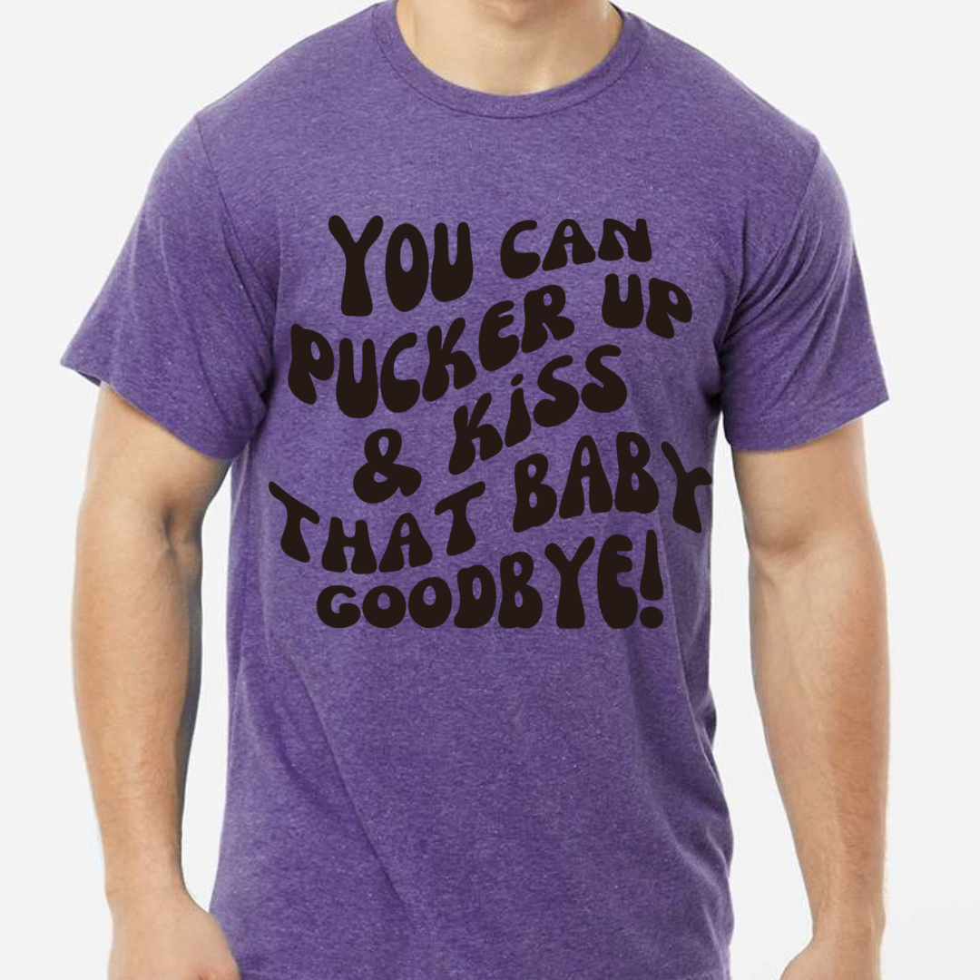 Pucker Up and Kiss that Baby Goodbye Tigers Louisiana Baseball Adult Tee (Black)