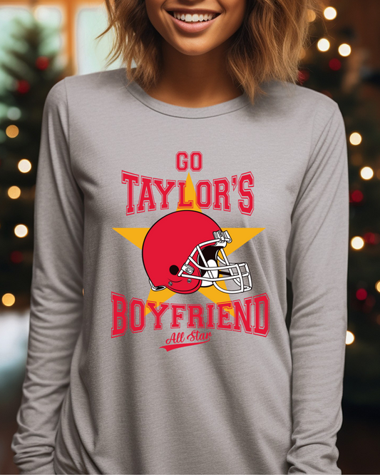 Go Taylor's Boyfriend NFL X Taylor Adult Long Sleeve Tee