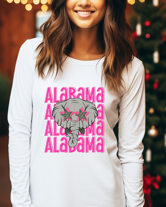 Pink Elephant Alabama Adult Long Sleeve Tee