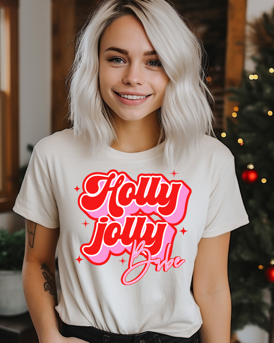 Holly Jolly Babe Christmas Adult Tee