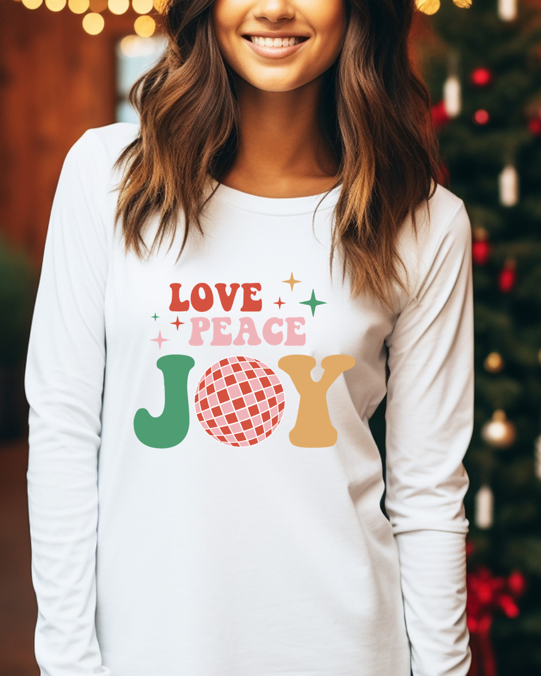 Love Peace Joy Christmas Adult Long Sleeve Tee