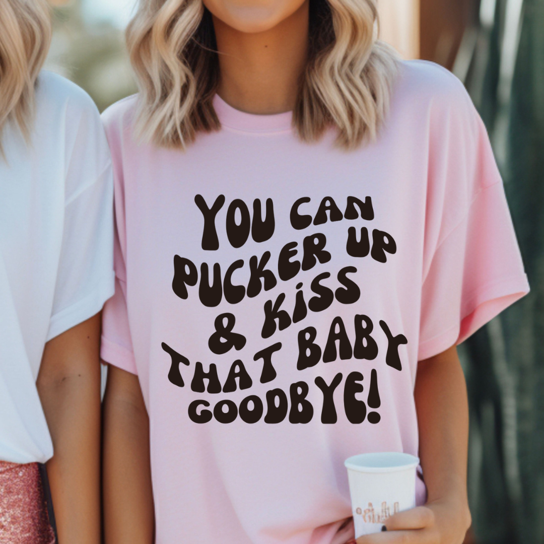 Pucker Up and Kiss that Baby Goodbye Tigers Louisiana Baseball Adult Tee (Black)