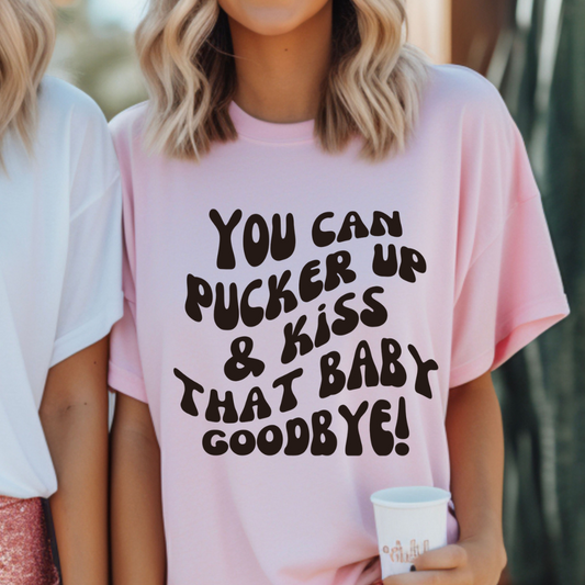 Pucker Up and Kiss that Baby Goodbye Tigers Louisiana Baseball Adult Tee (Black)