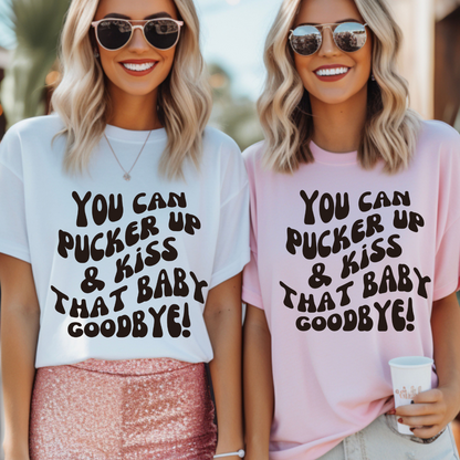 Pucker Up and Kiss that Baby Goodbye Tigers Louisiana Baseball Adult Tee (Black)