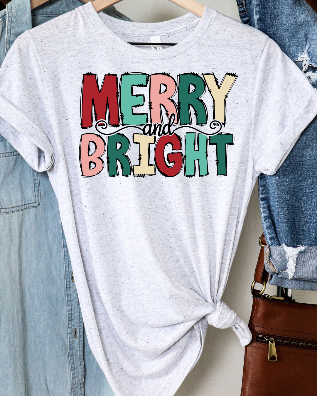 Merry & Bright Colorful Christmas Youth Tee